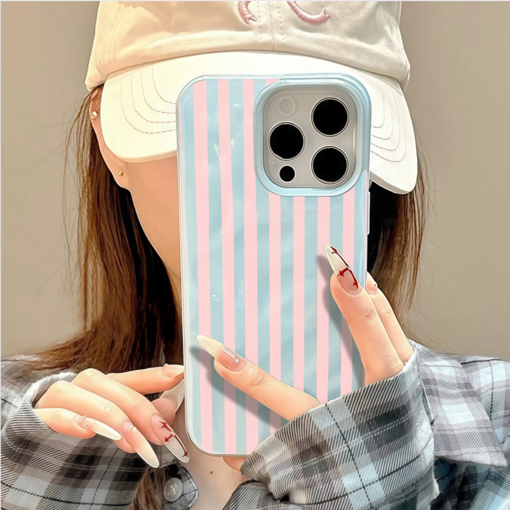 Minimalist Pink Stripe Anti-Slip Full Coverage Phone Case