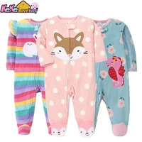 Spring Baby Girl Rompers Clothes Zipper Fleece Winter Warm Pajamas Newborn Infants Outfit Animal Jumpsuit Clothing 0 -12 M