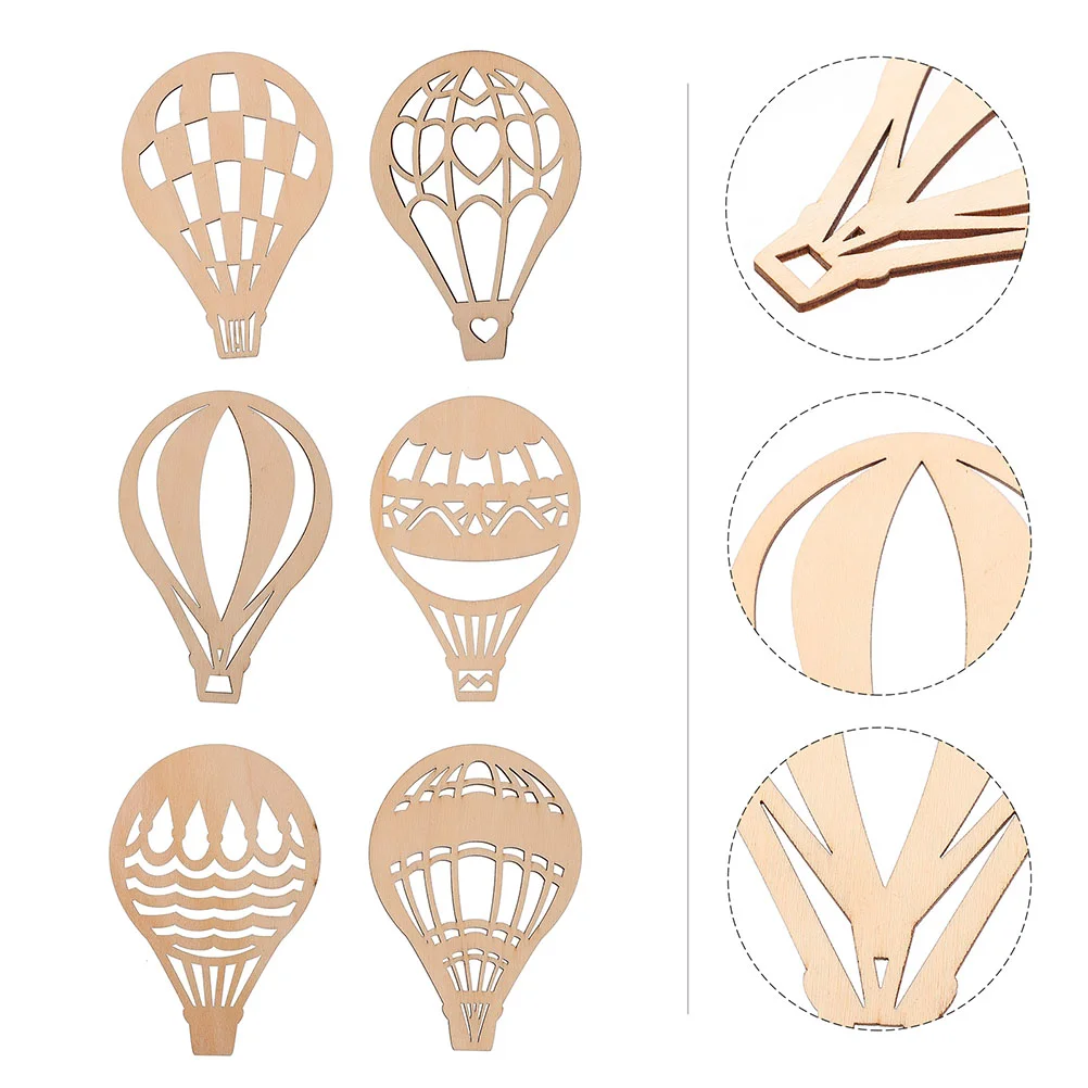 

24 Pcs Wooden Pendant Slices Kids Hand-painted Craft Toys Graffiti Household DIY Hot Air Balloon Design Chips Tags Child