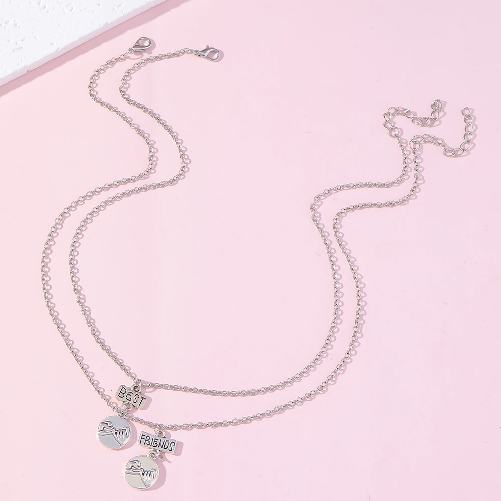 Draw Hook Best Friends Pendant Necklace Set For BFF Jewelry
