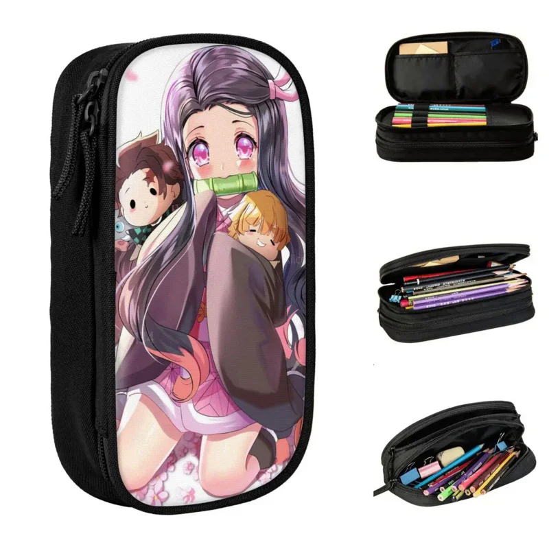 

Kawaii Nezuko Demon Slayer Pencil Case Lovely Kimetsu No Yaiba Anime Pen Box Bag Girl Boy Big Capacity Office Gift Pencil Pouch