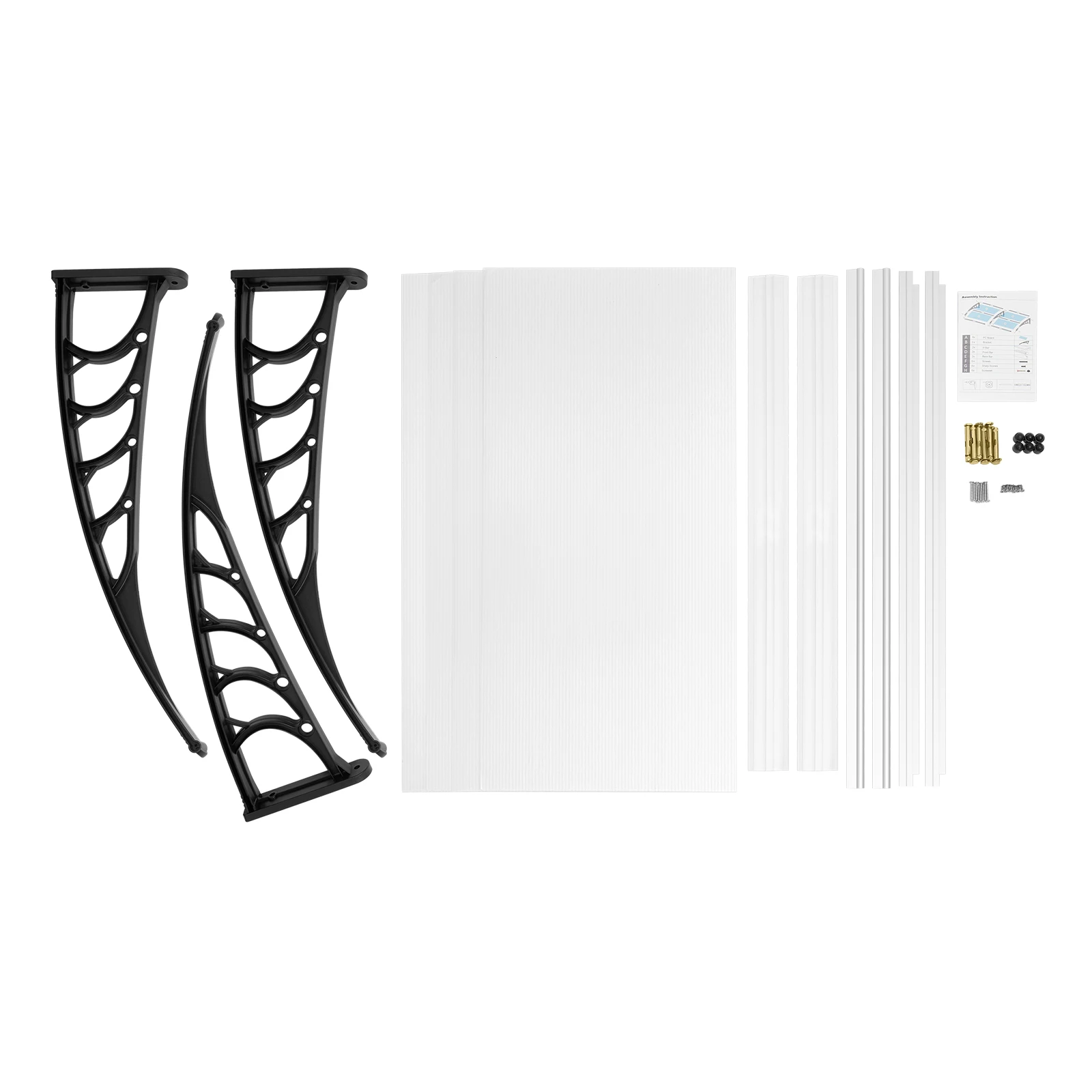Türüberdachung 200 x 93 cm, Polycarbonat-Überdachung, Sonnenmarkise, Regenschutz mit Polypropylenrahmen für Ladentüren und Fenster – Detail 24