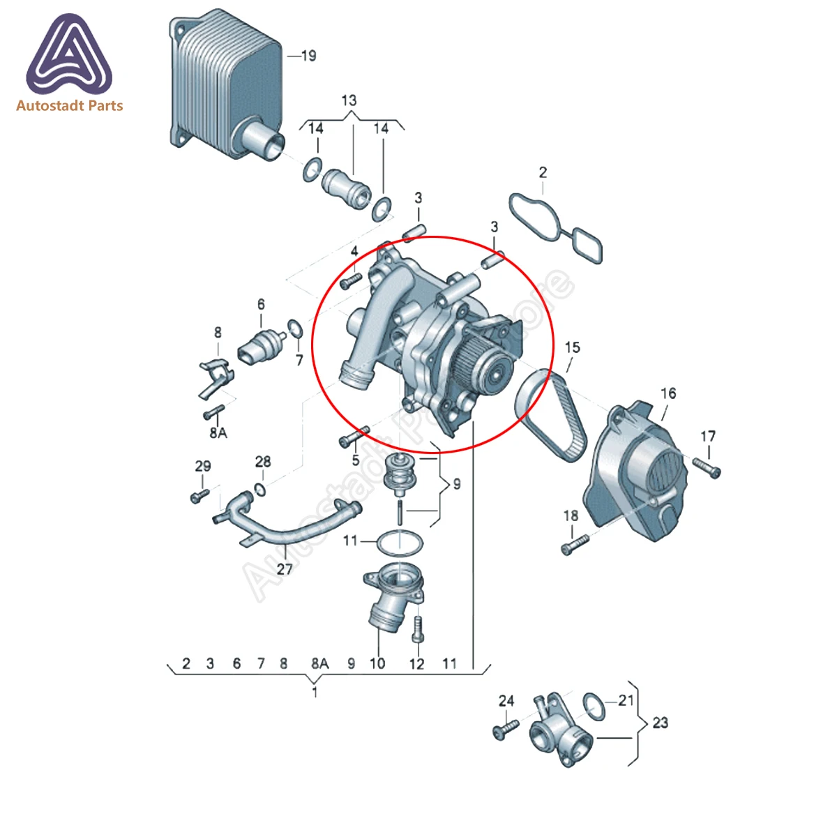Set di riparazione della pompa dell'acqua per auto per VW Golf Jetta GLI GTI MK6 Passat B7 Tiguan CC A3 A4 A5 Q3 Q5 TT 1.8T 2.0T 06H 121026 06H 121026 AB. - Image 6