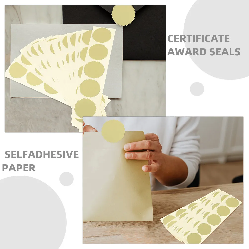 200Pcs 탬퍼프루프 톱니 모양 엠보싱 스티커 상장용 금색 금속 호일 엠보서 씰 북 스탬프 공식