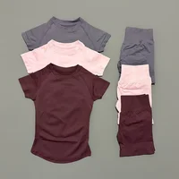 2 Pcs HISTELLO Impact Sports Sets Short Sleeve Seamless Yoga Top Fitness Set Women Workout Running Sports Shorts Gym Suit - Image 2