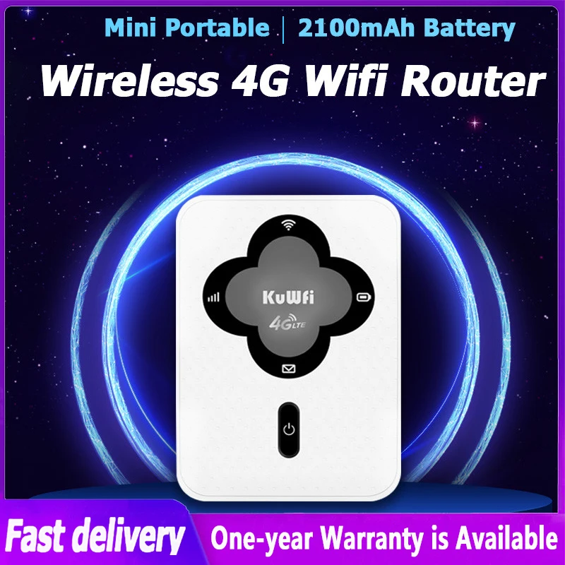 Kuwfi 150Mbps 4G Wifi Lte Router Sblocco Portatile Mini Wireless Pocket Wifi Outdoor Hotspot Modem Router Slot Per Sim Card 1800Mah