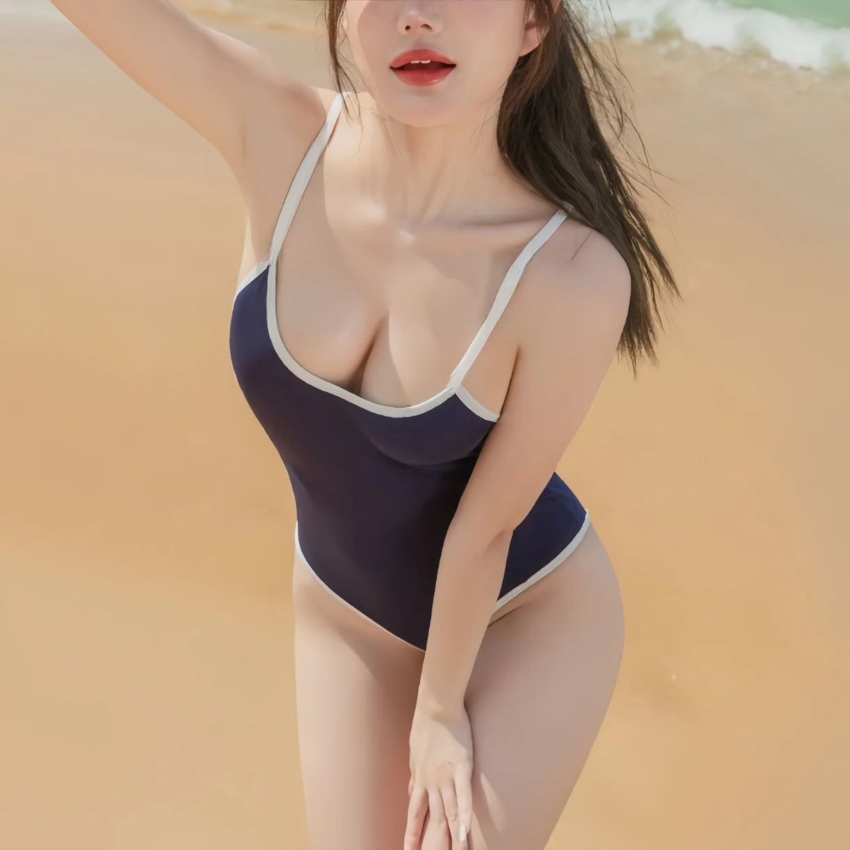 Women One Piece Swimsuit Japanese Style High Elasticity