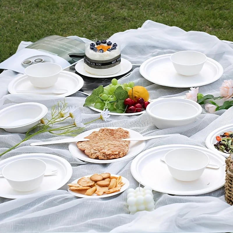 50Pcs Disposable Degradable Knife Fork And Spoon Pulp Tableware Environmental