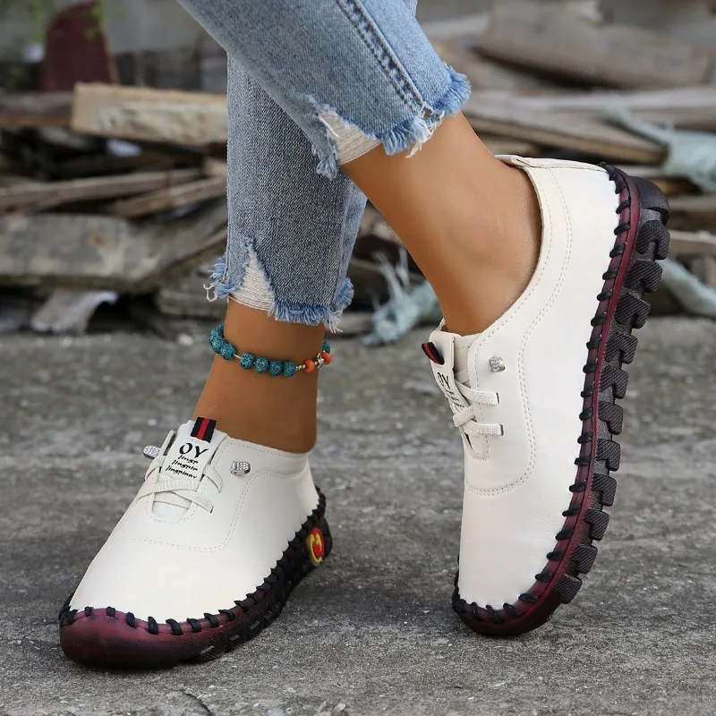 Fashion Female Shoes 2023 Autumn Women's Sneakers Brand Loafers Round Lace Up Ladies Flats Outdoor Sneakers Punk Shoes Zapatos