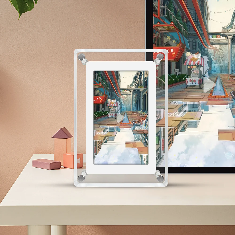 Digital Photo Frame Acrylic Digital Photo Frame 5 Inch 1200mAh Vertical Display IPS Screen 4G Memory Battery Porta Retrato