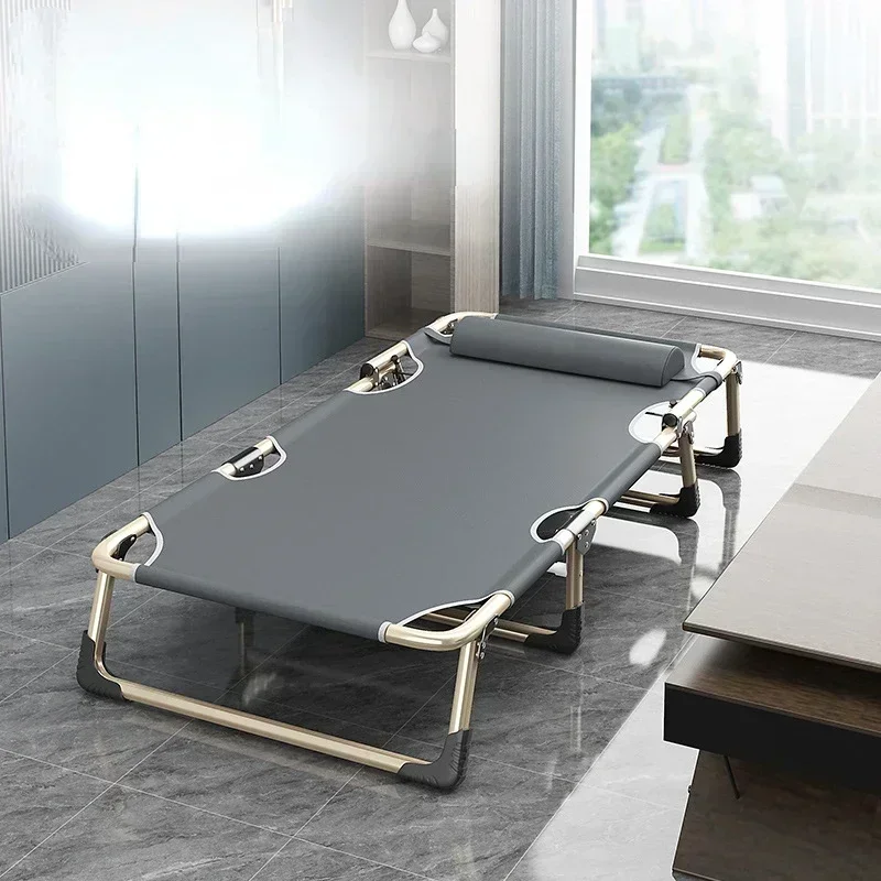 Rollaway Single Bed Home Simple Nap Bed Office Outdoor Nap Camp Bed Multi-Functional Recliner Chair Four Gears Adjustable
