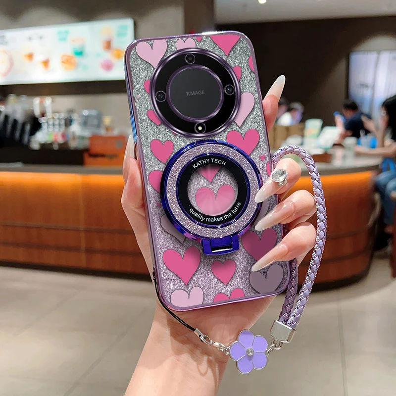 Cute Loving Heart Phone Case Set with Lanyard and Stand – 3 Piece Combo