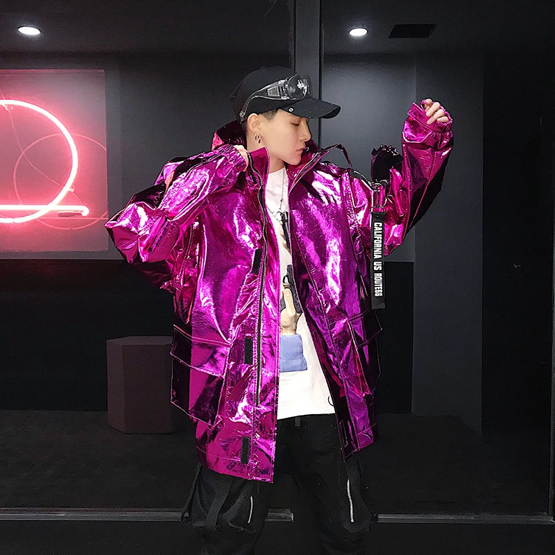 

4 Colors Male Laser Hoodied Coat Men Singer Jazz Dancer Jacket Hip Hop Dance Costumes Nightclub Dj Ds Stage Rave Outfit XS6919