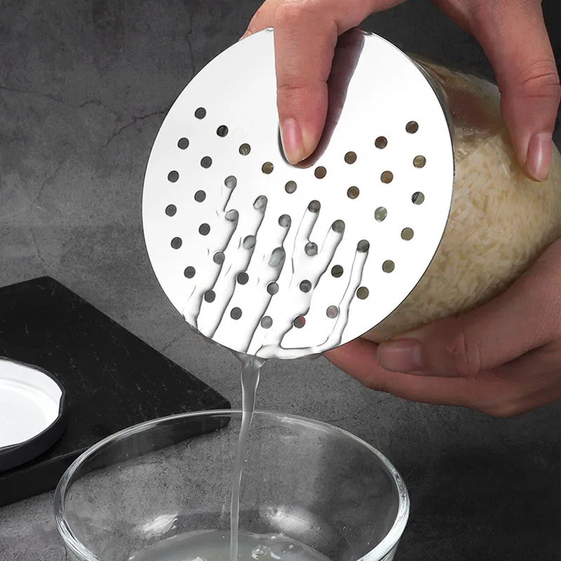 1pcs Stainless Steel Food Can Strainer Sieve Tuna Press Lid Oil Drainer