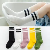 Kids Knee Socks Girls Boys Football Stripes Cotton Sports School White Socks Skate Children Baby Long Tube Leg Warm High Socks 1