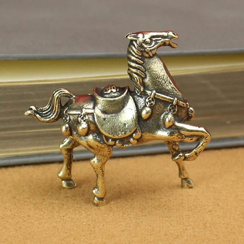 Brass War Horse Feng Shui Horse Figurine Miniatures Bless Your Financial Prosperity Home Porch Office Desktop Decoration Gitfs