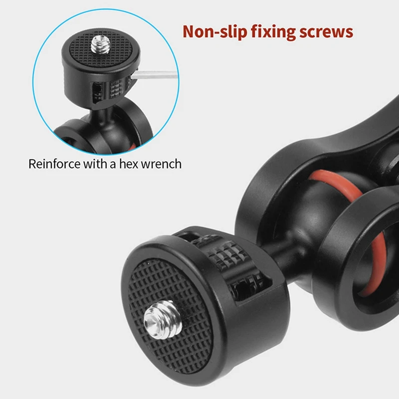 1 PCS Double Ball Arm Mount 360 Degree Rotatable Arm Ball Mount With 1/4Inch Screw images - 6