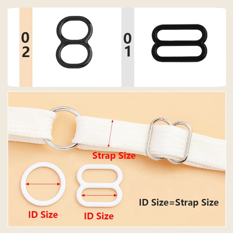 50Sets Meetee O Ring Buckle 6-15mm Bra Underwear Bikini Adjust Slider Clasp Suspender Dresses Strap Connector Hook Accessories