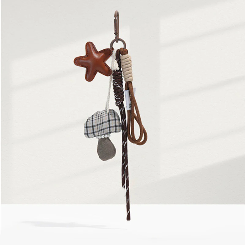 Miu Series American Style Baseball Keychain PU Leather Letter B Backpack Pendant