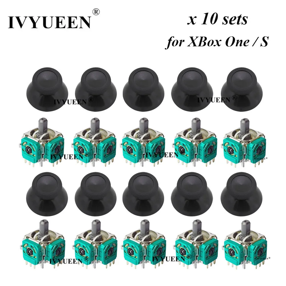 

IVYUEEN, 10 комплектов, 3-контактный аналоговый 3D-Джойстик, сенсорный модуль, потенциометры и колпачок для аналогового стика для контроллера Microsoft XBox One S