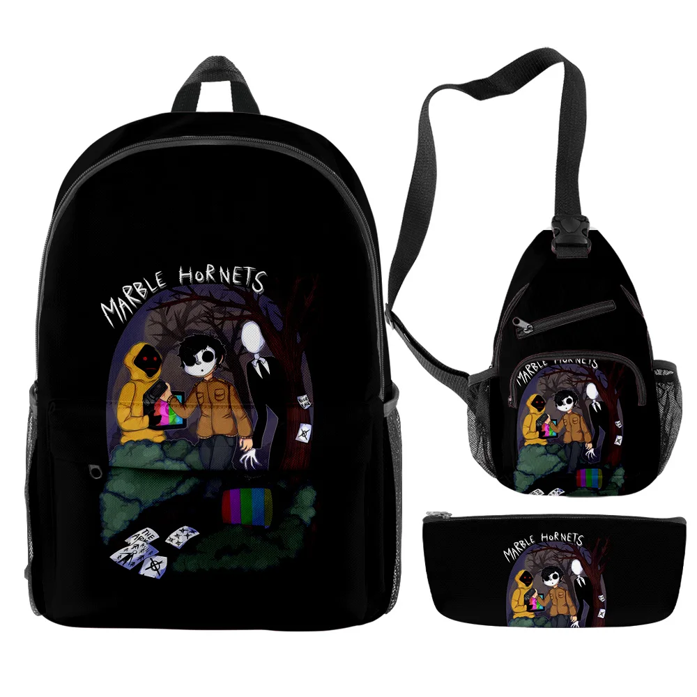 

Popular Fashion Funny Creepypasta 3D Print 3pcs/Set pupil School Bags Trendy Travel Laptop Backpack Chest Bag Pencil Case
