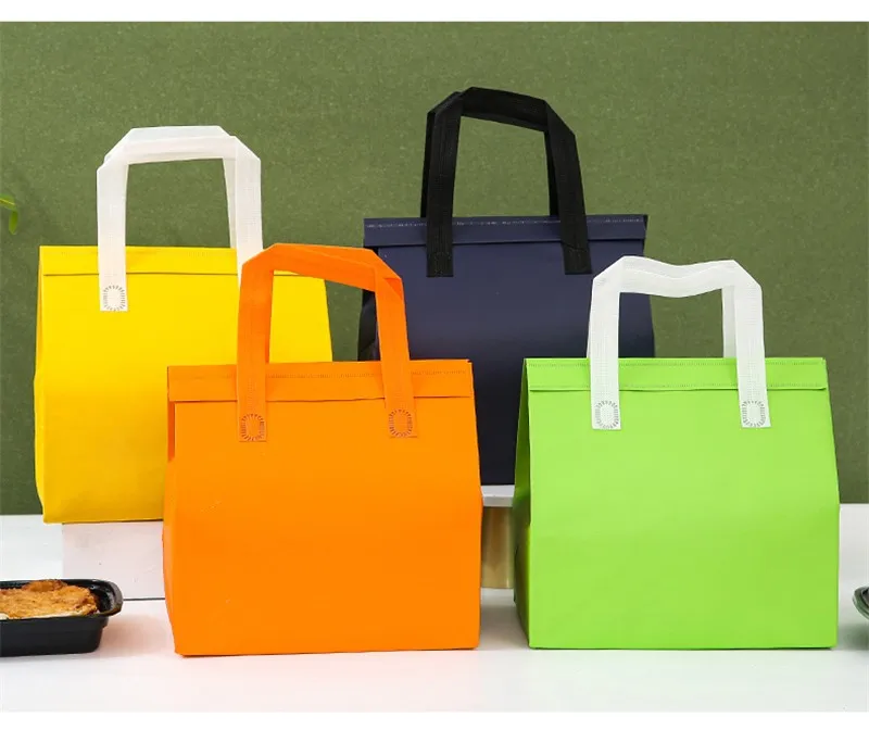 10pcs Non-Woven Insulated Tote Bags Reusable Fabric Pouches for Food, Cake, Drinks, Gro... - SKU NITB1058 - UGI Packaging