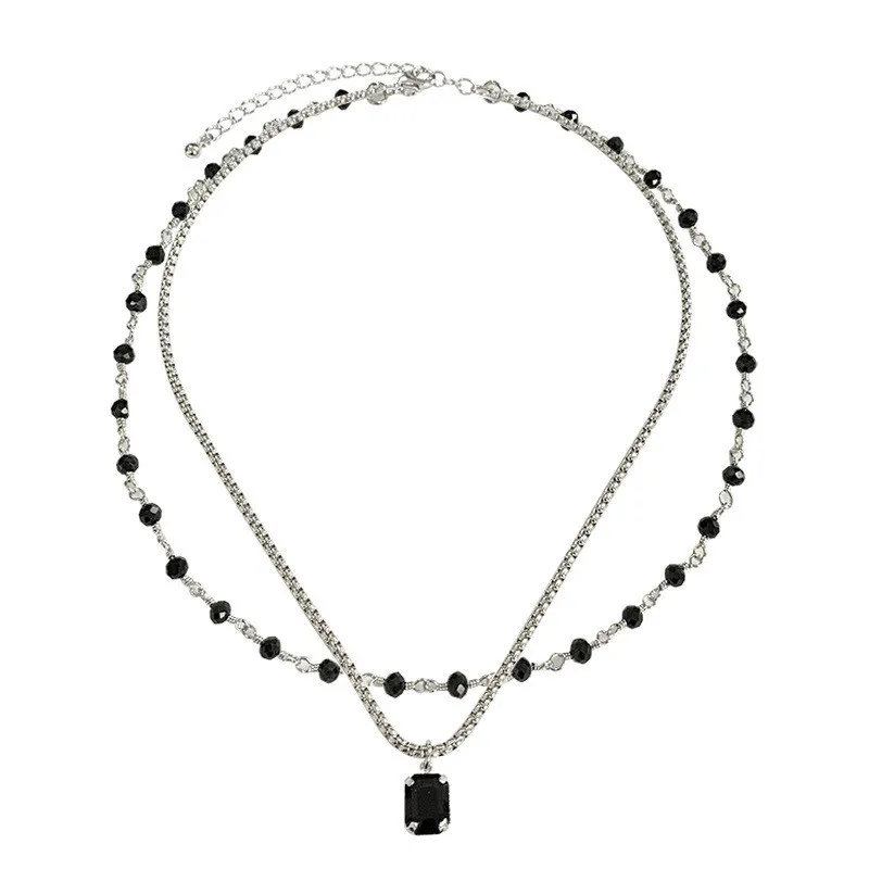 2023 New Fashion Luxury Black Crystal Glass Pearl Necklace Choker Necklace for Women Flower Lariat Lock Collar Necklace Gifts_voghion.com