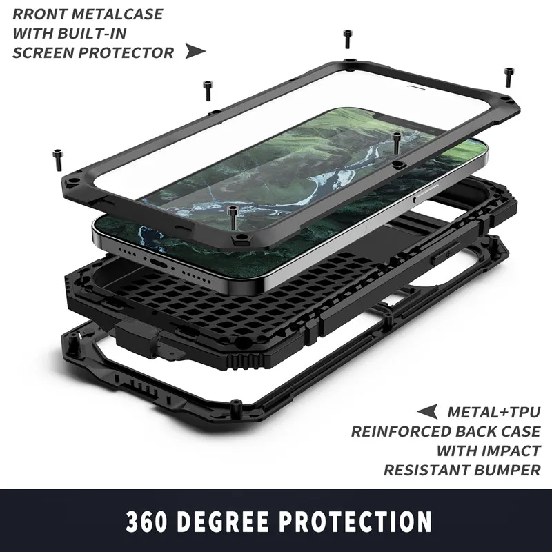 Full Body Armor Case For iphone 14 Pro Max Plus Cover 13 12 Mini 11  Military Grade Metal Heavy Duty IP68 Waterproof Funda Skins - AliExpress