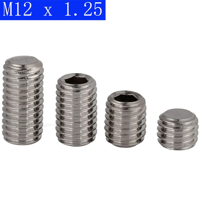 12mm Screws Grade 304 -Coarse Thread Socket Set Grub M12 Stainless Steel 