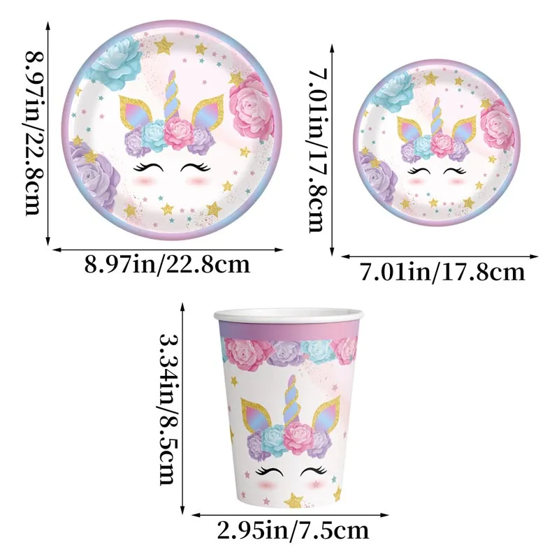 Unicorn Birthday Party Supplies - Disposable Cups Plates Napkins Decorations for Girls