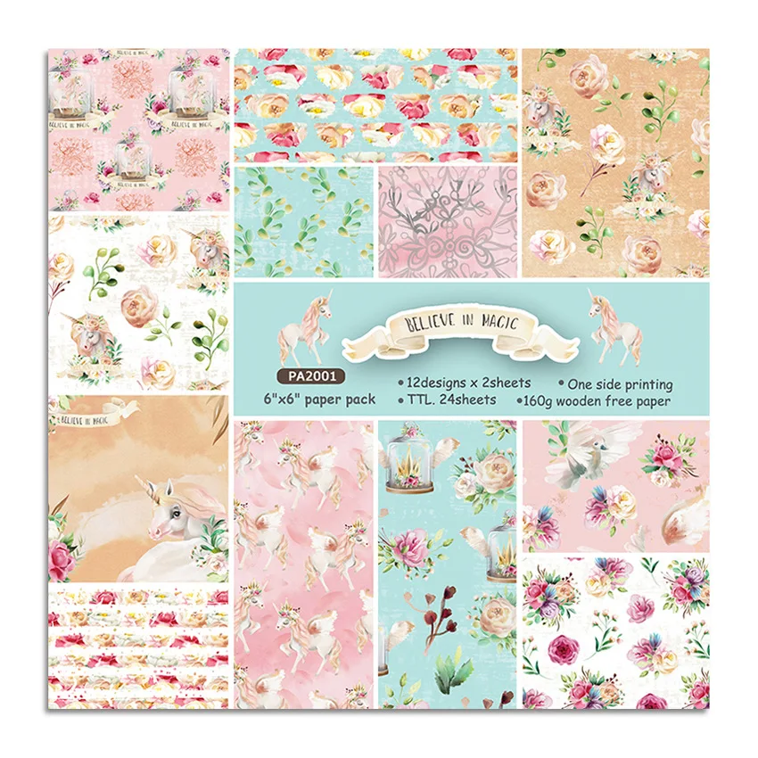 24Sheets/Set Vintage Flower Material Ppaper DIY Scrapbooking Journal Base Collage Photo Props Gift Wrapping Decoration Paper
