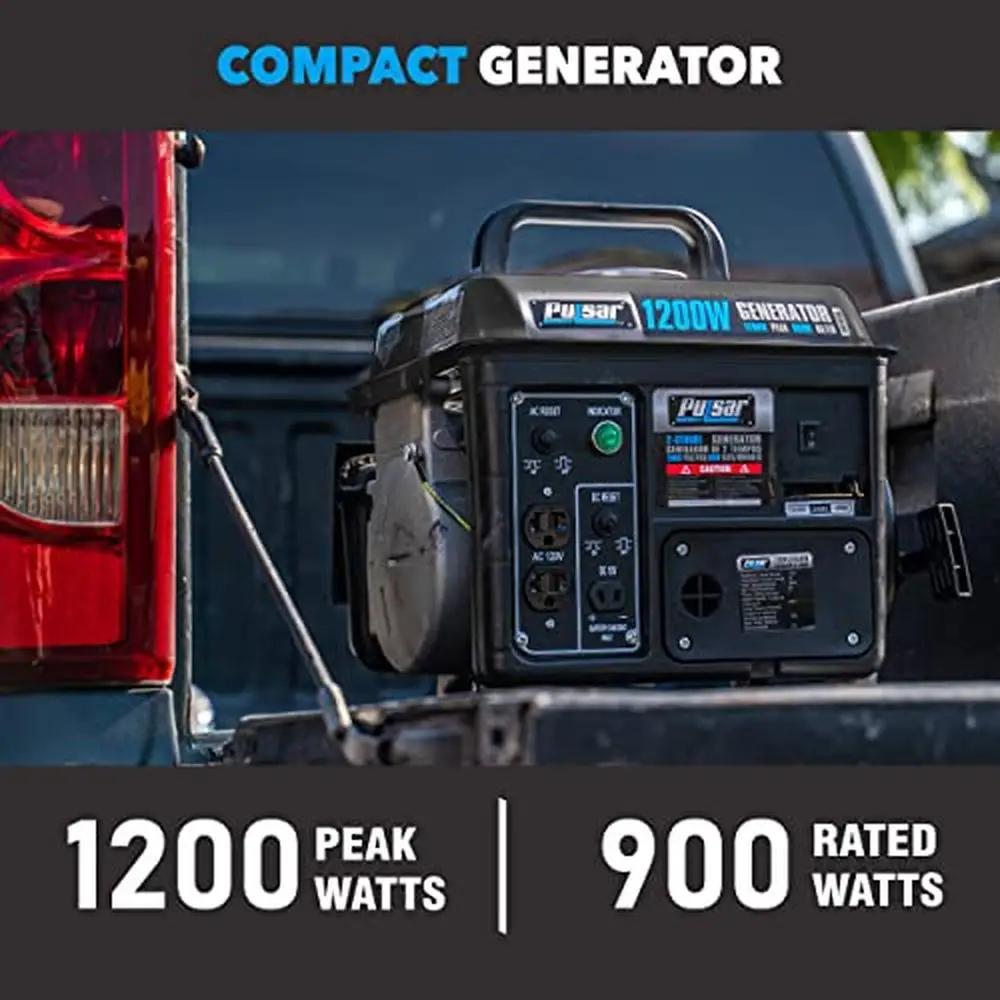 Gasoline Generator 1200W Peak Power 900W Running Watts Portable Camping Use 120V Voltage Black Gray