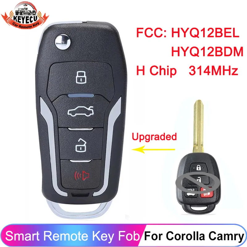 

KEYECU Upgraded Remote Control HYQ12BEL HYQ12BDM With H Chip For Toyota Camry Corolla 2014 2015 2016 2017 2018 2019 Car Key Fob