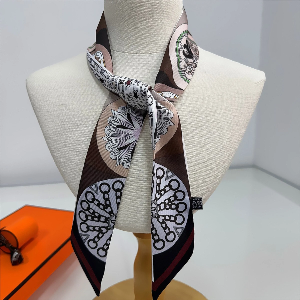 Marke Design Frauen Schal Bunte Halbkreis Luxus Seide Schal Mode Haar Stirnband Foulard Tasche Dekoration Dünne Halstuch – Detail 17
