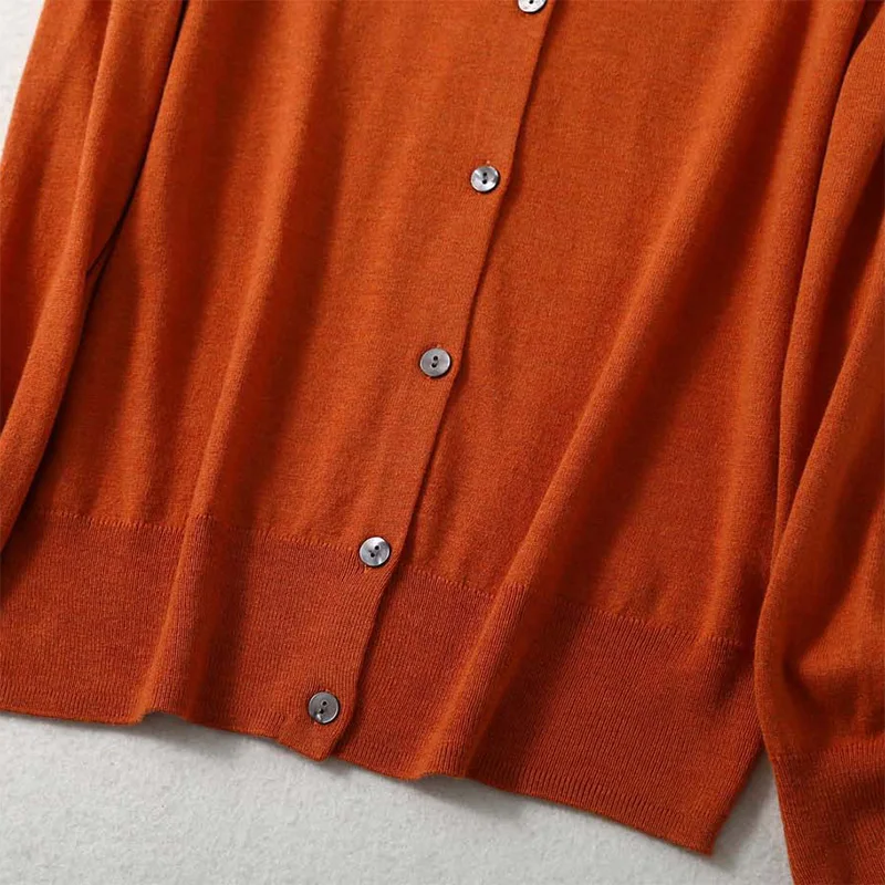 Women Cardigan Sweater Mulberry Silk Cashmere Blend Solid Colors O Neck Buttons Down Long Sleeve Loose Top Coat L XL XXL LY053 5