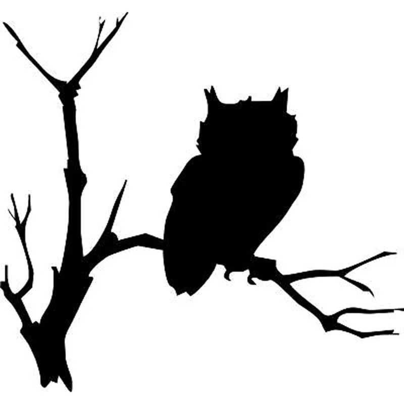 

Owl on The Branch Stickers High Quality Car Decoration Decals Personalized Pvc Waterproof Decals Black/white, 15cm*16cm