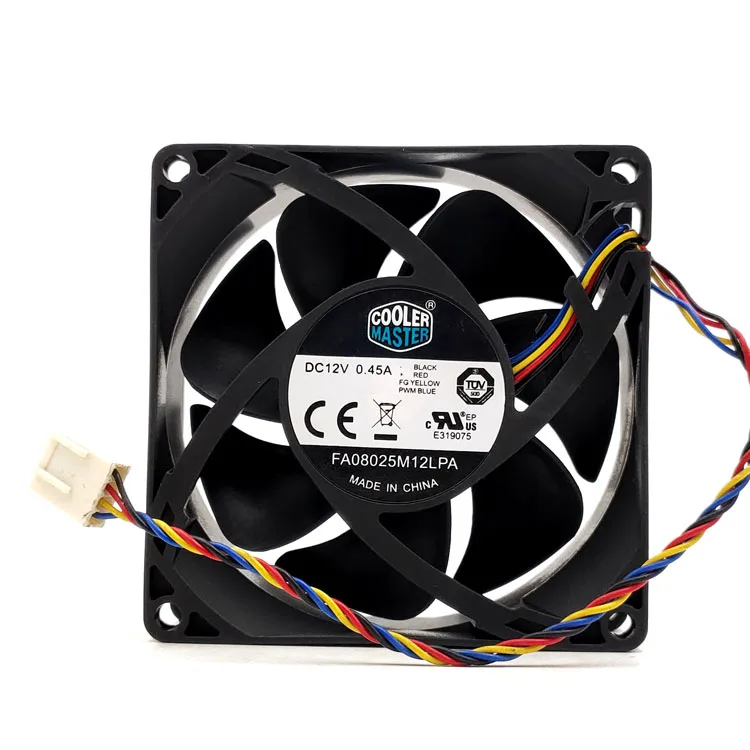 쿨러 마스터 용 PWM 팬 FA08025M12LPA 8025 80MM 8cm 컴퓨터 케이스 CPU 냉각 팬 12V 0.45A 팬