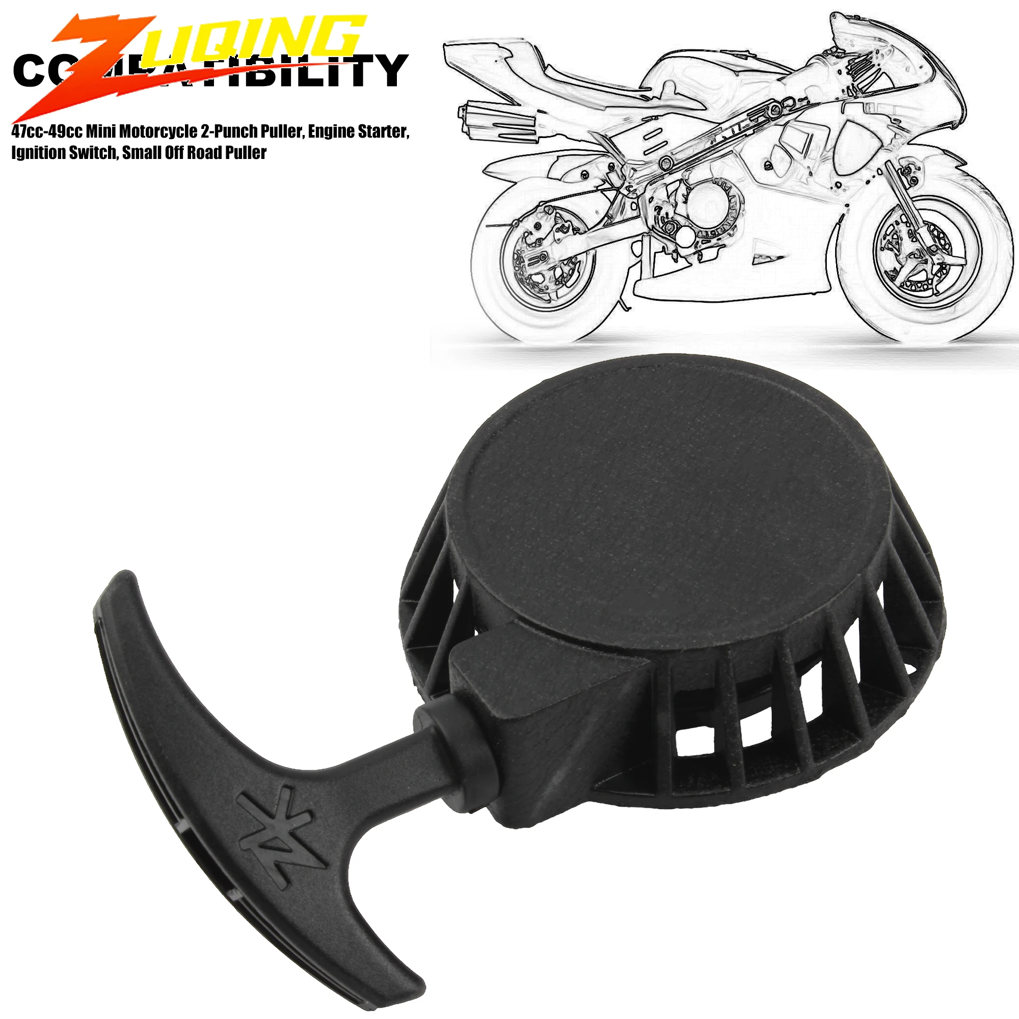 � Arrancador de tracción de aluminio de fácil instalación para bicicleta de bolsillo de 2 tiempos ATV Quad 47cc 49cc pieza de motor de arranque de retroceso accesorios de moto de cross