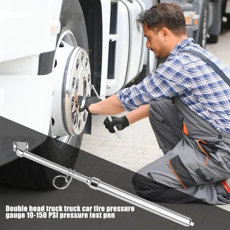 Double Head Tire Pressure Gauge Pencil Tire Pressure Gauge Heavy Duty Tyre Stress Checker Tool Auto Tire Pressure Tester Pencil