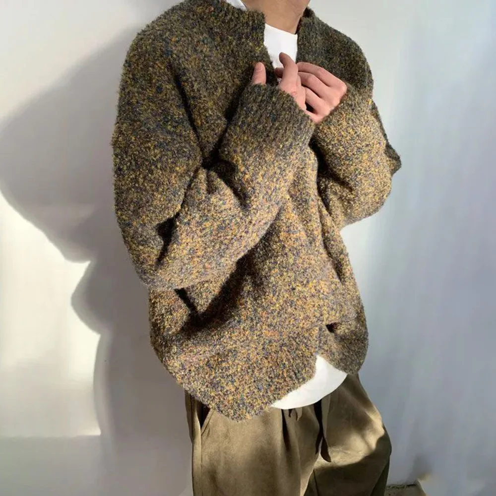 Чоловічий светр Мох Светр з V-подібним вирізом Осінній вуличний одяг Мода Особистість Універсальний тренд Кампус Топ з довгими рукавами Чоловічий одяг