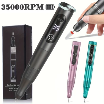 35000RPM Electric Nail Drill Machine Cordless Nail Sander for Nail Polish Rechargeable Portable Nail File for Acrylic Gel 1