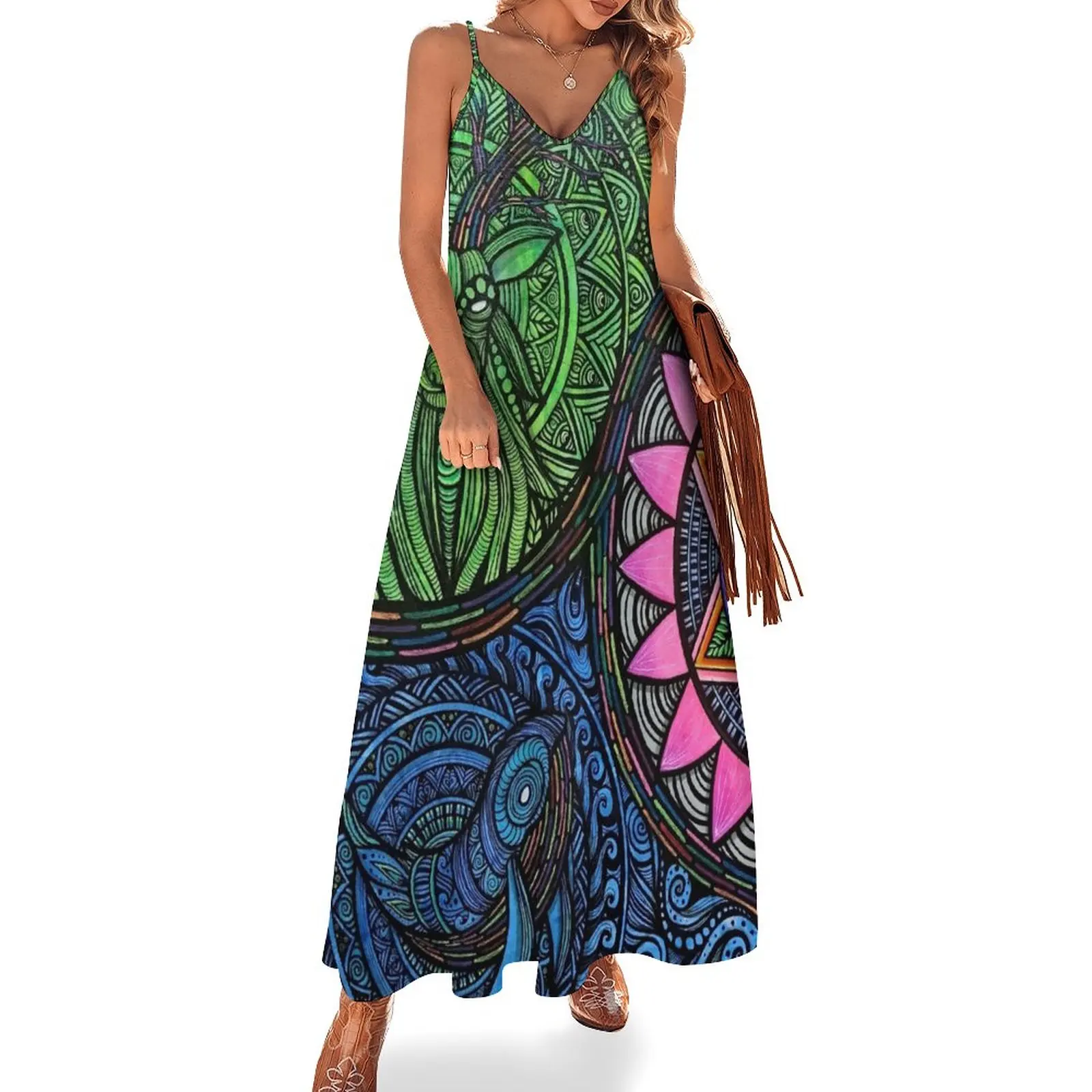 

Earth and Water Mandala Inspired Sleeveless Dress evening dress