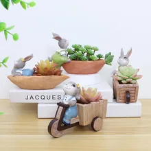 

Cartoon Creative Decoration Desktop Succulent Flower Pot Combination Cute Animal Rabbit Potted Ornaments Garden Plant Container