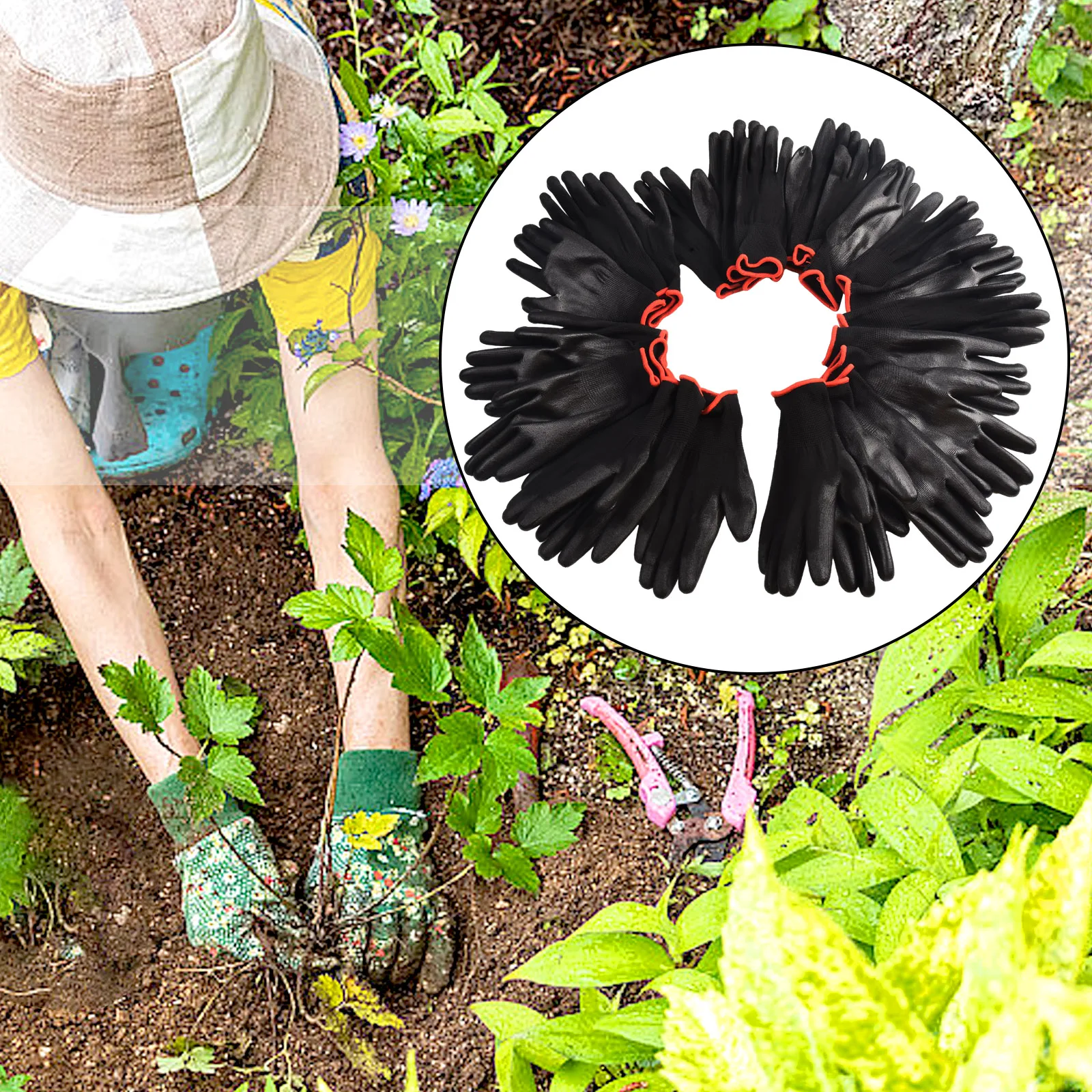 

Hand Protect Work Gloves Knit cuffs Nylon S/M/L Safety Antiskid Black Dust-proof Flexible Carpenters Gardening