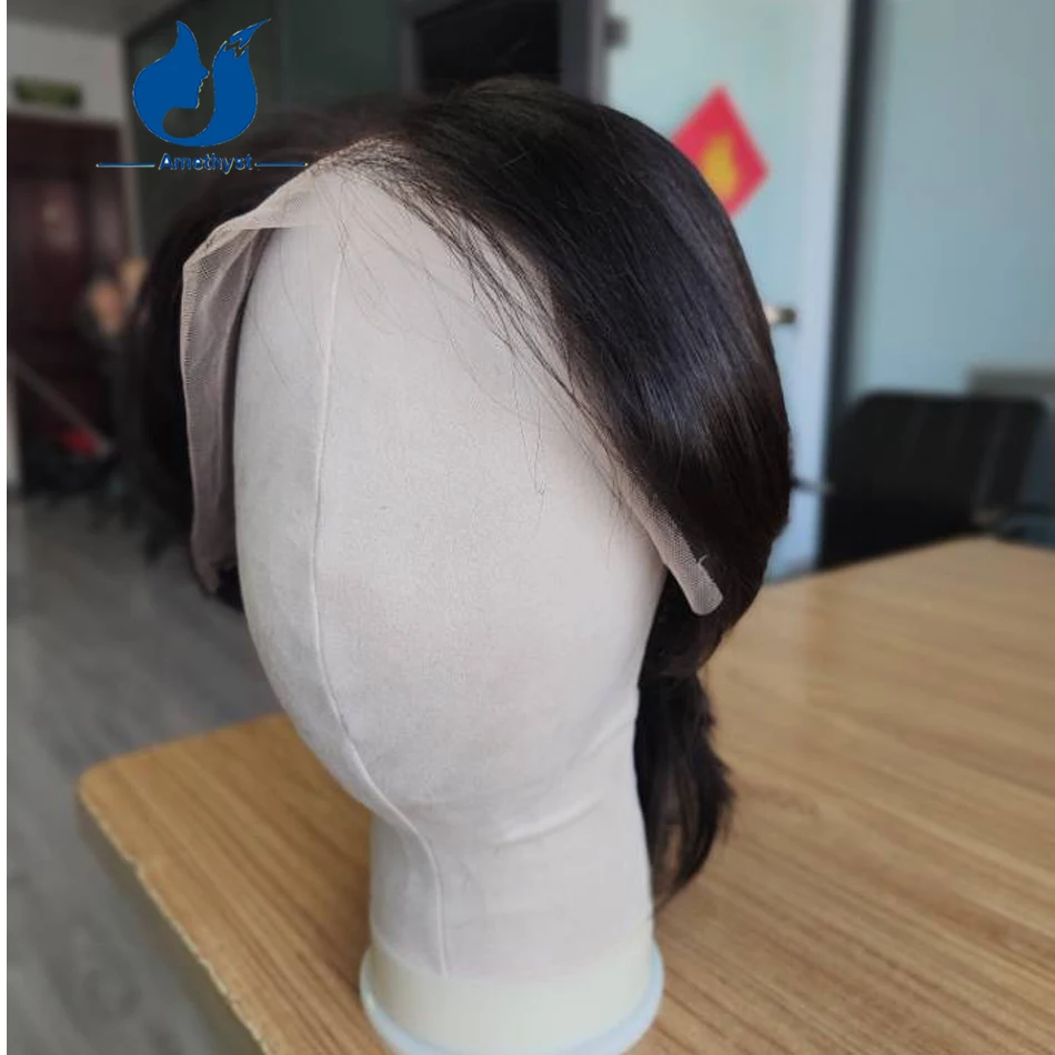 Amethyst Pre Styled Men's Mullet Wig Wolf Cut Natural Wave Layers Middle Part Remy Human Hair Short Cut Pre Plucked for Boys