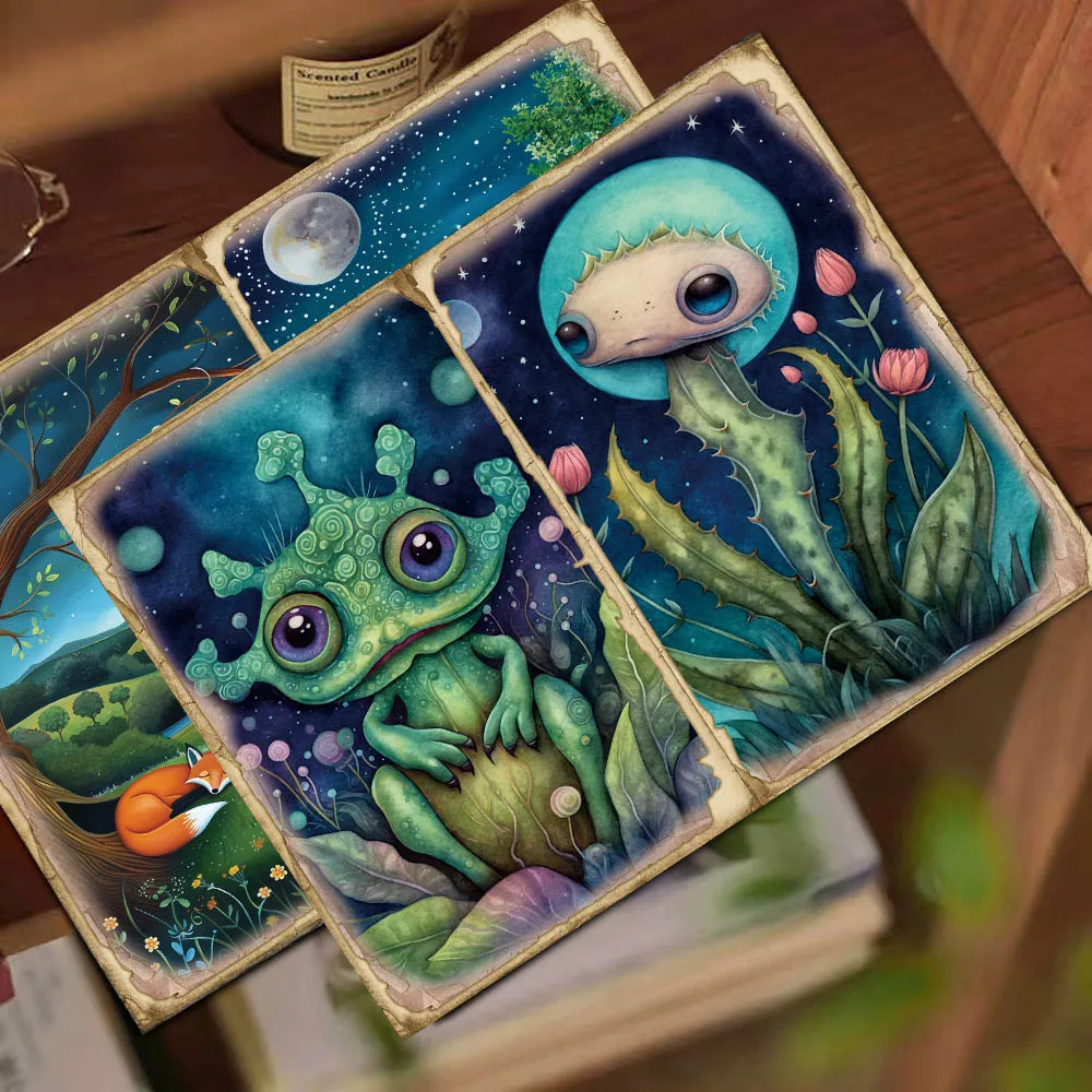 Vintage Moonlight Monster Theme DIY Scrapbook Set 60pieces Stickers Scrapbooking Supplies