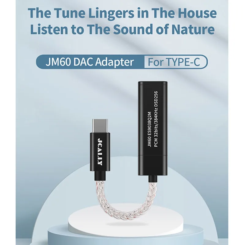 JCALLY JM60 JM60L USB Type-C / Lightning To 3.5mm Adapter Cable for Android /Apple Hi-res Earphone Adapter Digital Audio AMP DAC