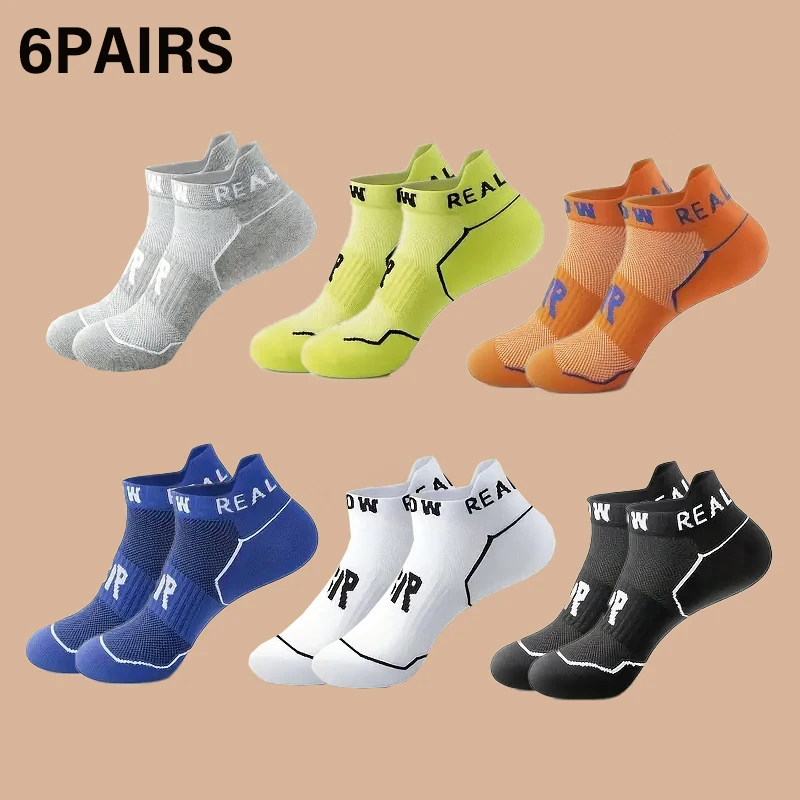 Men's 6 Pairs Letter Sports Socks Mesh Breathable Comfy Quick-Dry Ankle Socks UniCouple All-Season