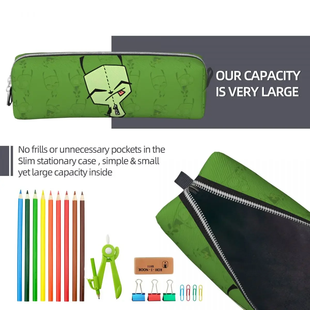 Dog Gir Invader Zim Pencil Cases Fashion Cartoon Pen Holder Bag for Student Big Capacity Students School Zipper Pencilcases 6