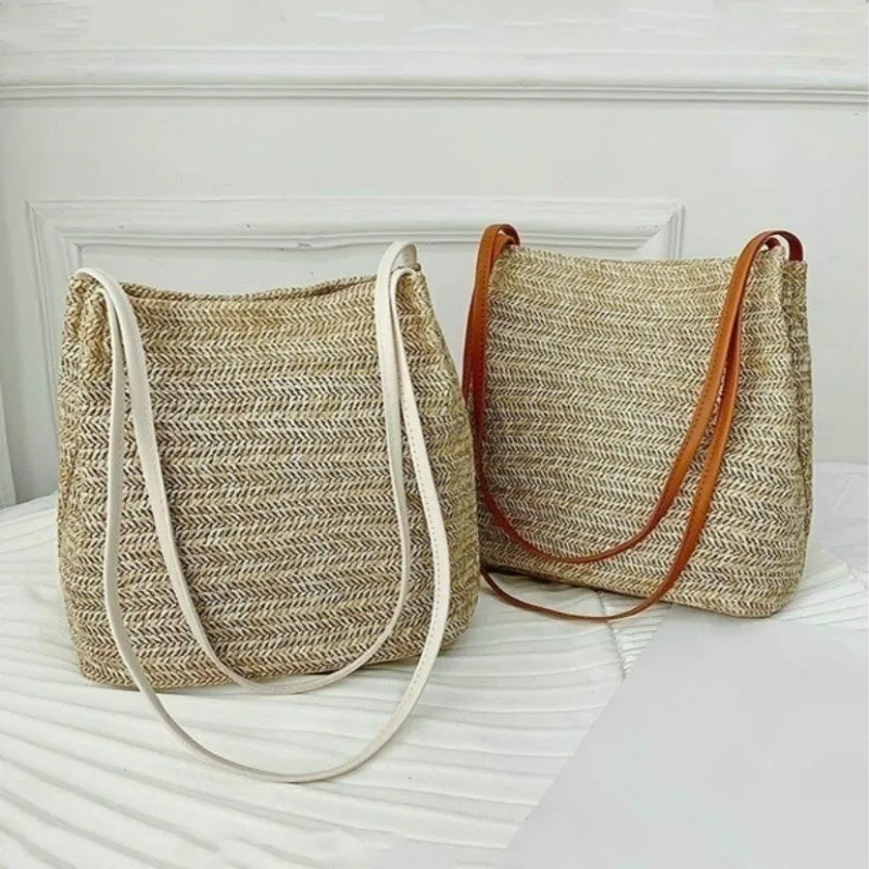 

Women Straw Woven Tote Large Rattan Basket Beach Handmade Weaving Purse Handbag Summer Beach Bag Purses and Handbags